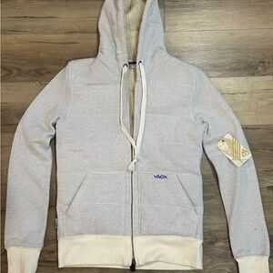 Matix Asher Blue & White Cotton Full Zip Hoodie with Quilt Lined Winter Jacket